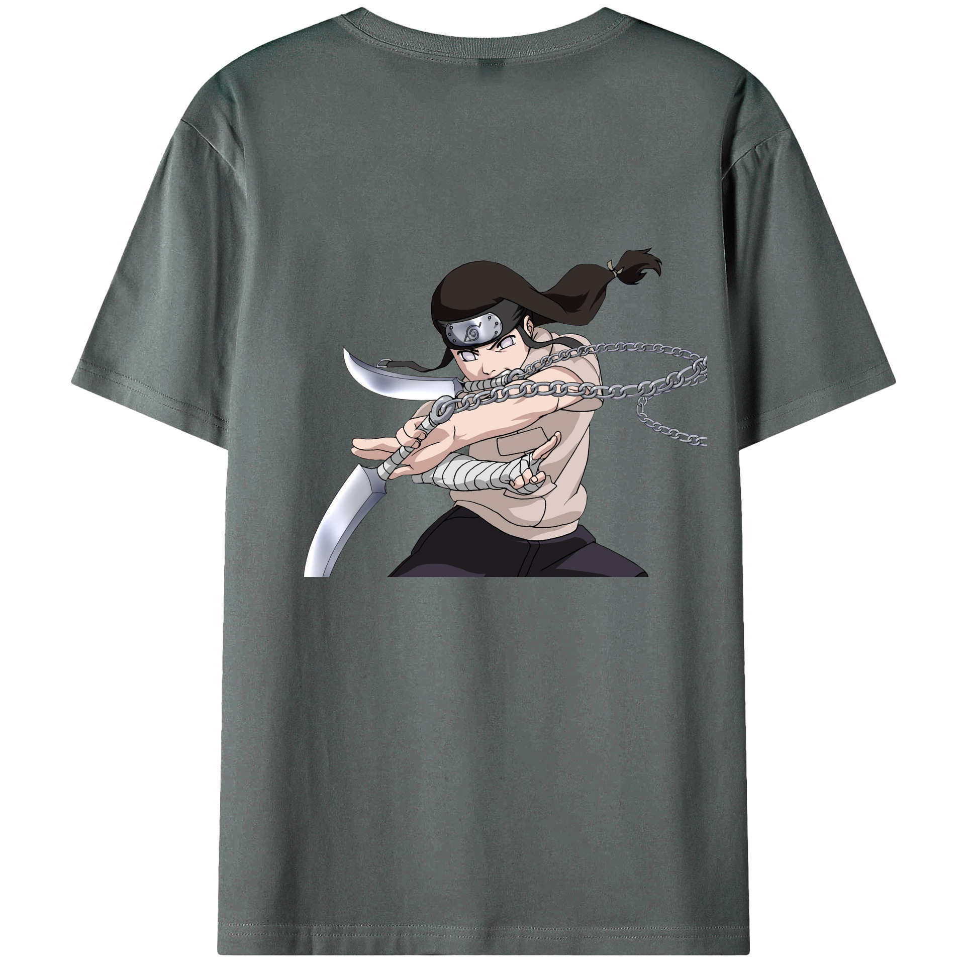 （画像用） NARUTO -ナルト- 日向ネジ Hyūga Neji 綿100％ メンズ半袖Tシャツ（バックプリント） 通気性